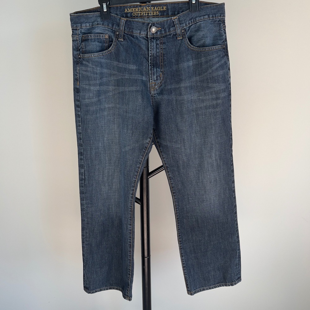 American Eagle Outfitters Mens Original Boot Dark Wash Jeans 36x30 Blue Denim
